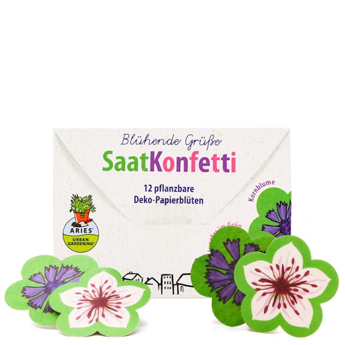 SaatKonfetti 12 Stück – Bio Saatgut Blühende Grüße