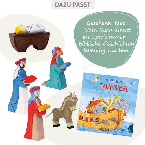 Jesus Kind in der Wiege Krippenfigur aus Holz