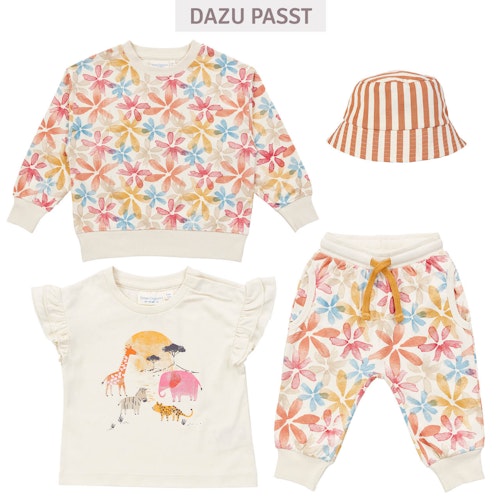 Blumen Sweat Babyhose Bündchen