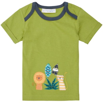 Babyshirt kurzarm grün Löwen-Aufnäher
