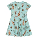 Vorschaubild Ausgestelltes Kurzarmkleid australische Tiere hellblau