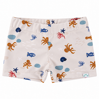 Kurze Kinder Badehose Creme Unterwasserwelt mit UV Schutz 40