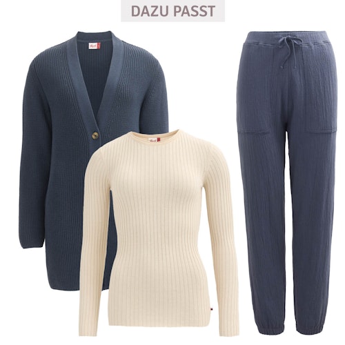 Taillierter Damen Rippstrickpullover