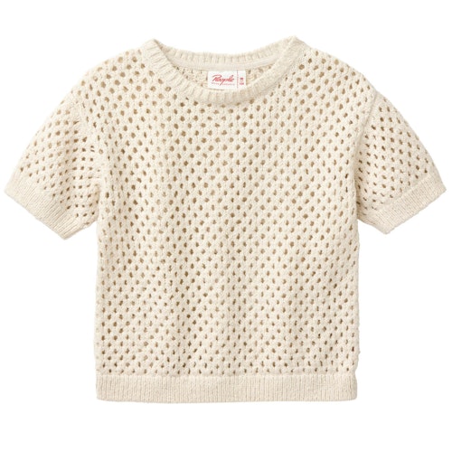 Strick Kurzarm-Pullover beige