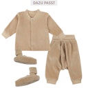 Vorschaubild Velours Babyschuhe aus Bio Baumwolle hellbraun