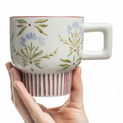 Tasse RETROFLORIA Blumen blau 250 ml stapelbar