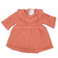 Puppen-Strickkleid 28-35cm pfirsich, Bio-Baumwolle