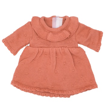 Puppen-Strickkleid 28-35cm pfirsich, Bio-Baumwolle