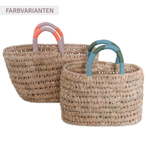 Handgefertigter Einkaufskorb aus Palmblättern grün