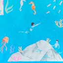 Vorschaubild Spieltuch Seide Unterwasserwelt 53 x 53 cm