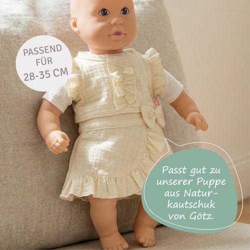 Puppen Wickelrock mit Top 28-35cm beige, Bio-Baumwolle
