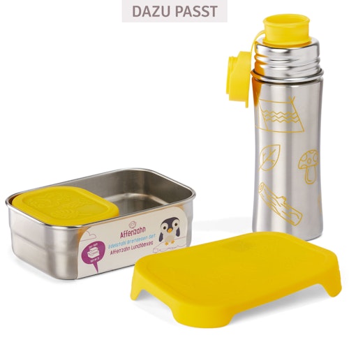 Edelstahl Trinkflasche Sportverschluss Eule gelb