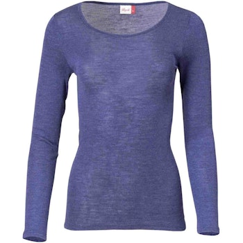 Damen Wolle Seide Langarmshirt kobaltblau