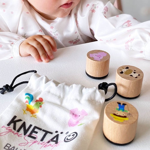 Knetstempel Holz 6er-Set Bauernhof