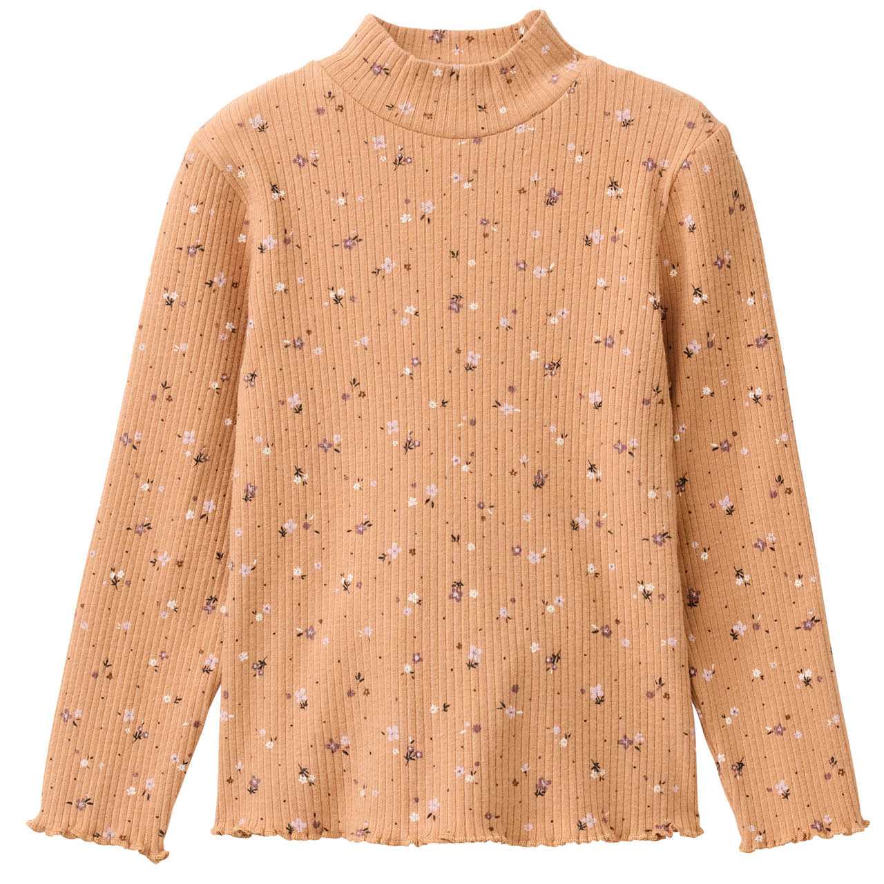 Geripptes Langarmshirt Stehkragen