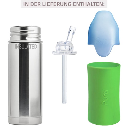 Isolierte Trinkhalm Flasche ab 12 M - open end grün
