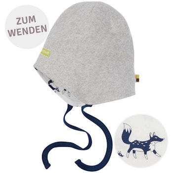 Warme Fleece Wendemütze hellgrau melange