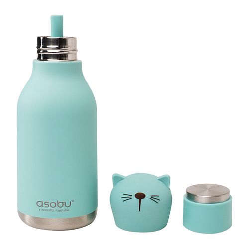 Bestie Bottle Edelstahltrinkflasche mit Trinkhalm Katze 460 ml
