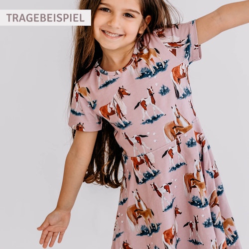 Lockeres Kleid kurzarm Einhorn