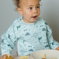 Langarmlätzchen Dino hellblau, 1-3 Jahre