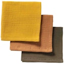 Vorschaubild Mullwaschlappen 3er Pack 25 x 25 khaki, karamell, senfgelb