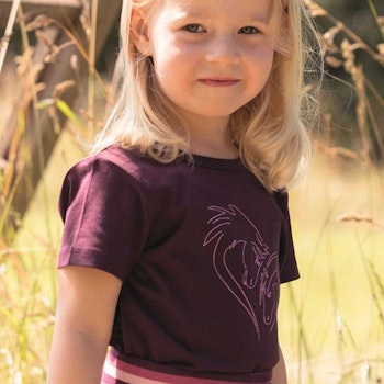 Shirt kurzarm Pferde cassis gestickt