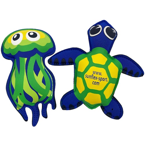 2er Set Wasserspieltiere schwimmend Neopren Qualle Schildkröte