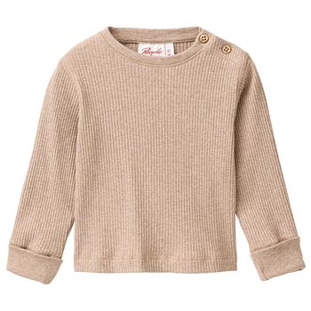 Edles Rippe Langarmshirt beige
