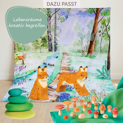 Luchs sitzend Holzfigur 7 cm