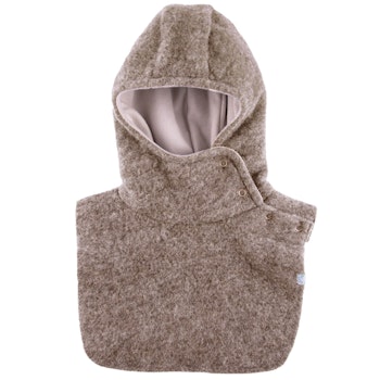 Warme Wollfleece Schlupfhaube beige