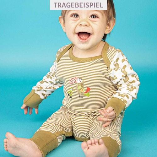 Rosa Strampler Umschlagbündchen Tukan-Aufnäher
