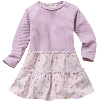 Weiches Rippe Langarmkleid flieder