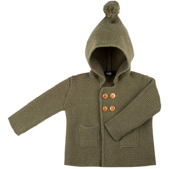 Kapuzen Strickjacke Alpaka-Schurwoll Mix schiefer-melange
