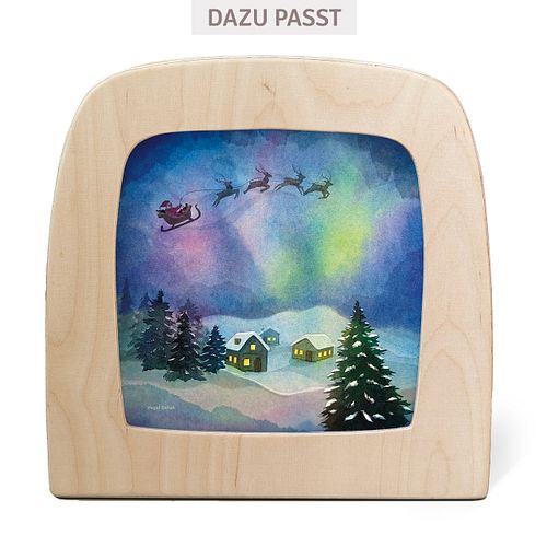 Silhouette Vogel Geluk - Weihnachtsschlitten Polarlichter