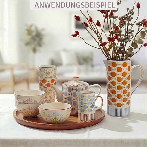 Becher RETROFLORIA Punkte orange 150 ml stapelbar