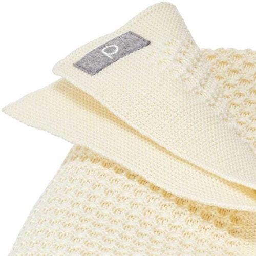 Kuschelige Waben Strickdecke Wolle 80x100 cm natur