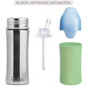 Vorschaubild Edelstahl Flasche mit Trinkhalm ab 12 M - open end moos-grün