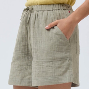 Luftige Damen Musselin Shorts khaki