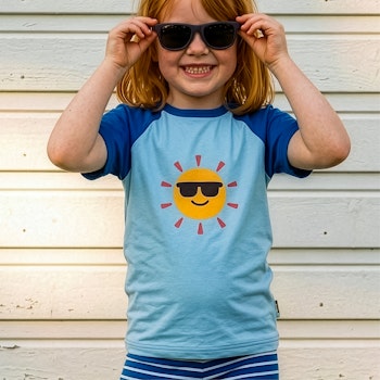 Weiches Raglan T-Shirt Sonne blau