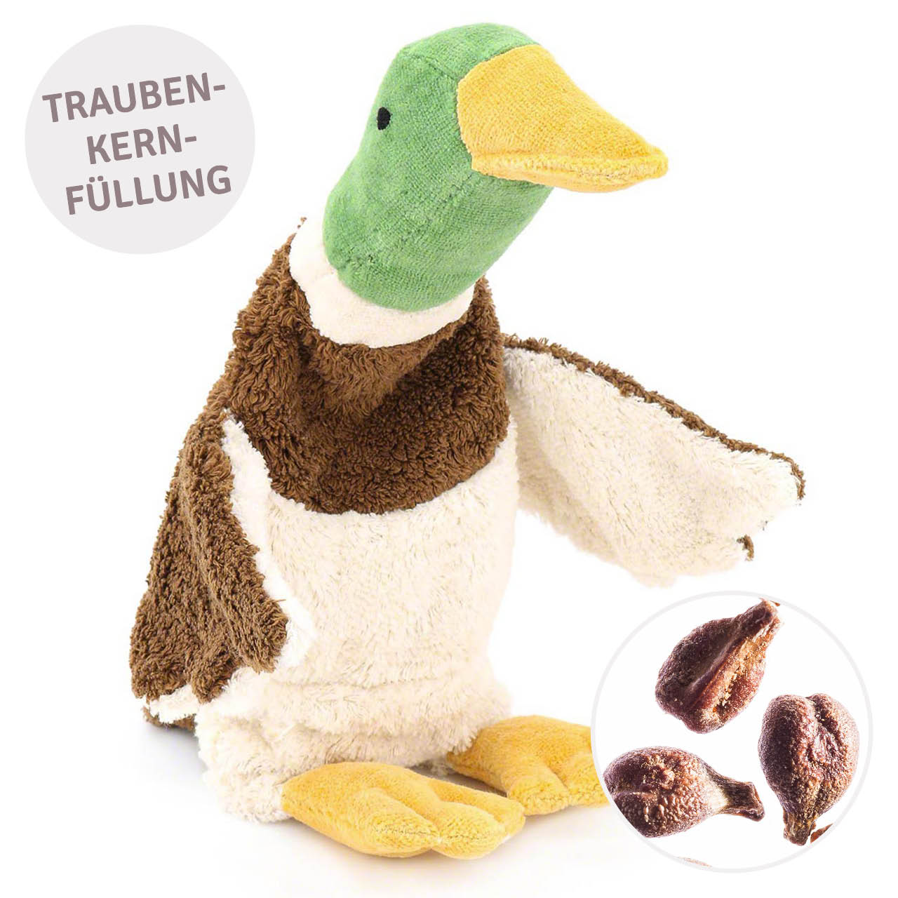 Ente Kuscheltier & Wärmekissen Traubenkernfüllung