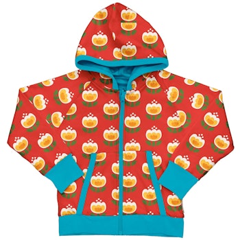 Kapuzenjacke zum Wenden Tulpen rot