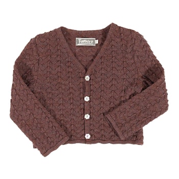 Haselnuss-altrosa Kinder Strickjacke Schurwolle