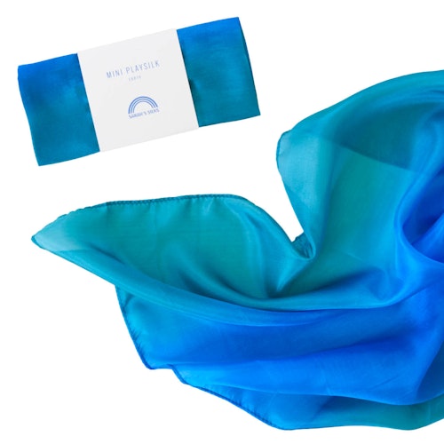 Spieltuch Seide Ozean-blau mittel 89 x 89 cm