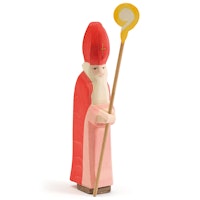 St. Nikolaus mit Stab Holzfigur 20 cm