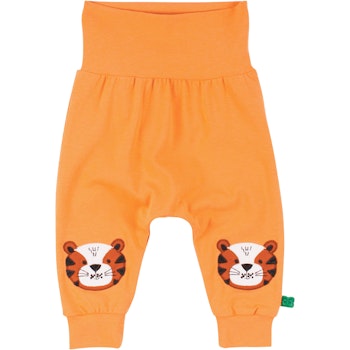 Krabbelhose Tiger Stickereien in hellem orange