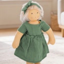 Vorschaubild Puppenkleid 35-45cm mit Haarband grün, Bio-Baumwolle