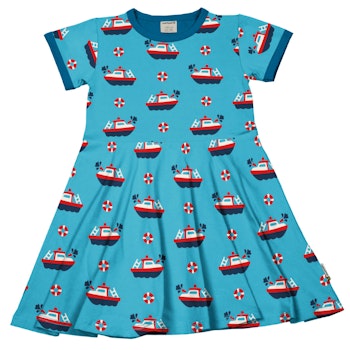 Flatterkleid kurzarm Möwe blau