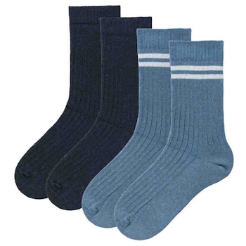 Rippe Socken Doppelpack Blaumix