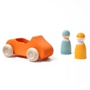 Vorschaubild Holzauto großes Cabrio orange mit 2 Männchen ab 1 Jahr