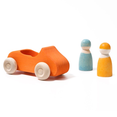 Holzauto großes Cabrio orange mit 2 Männchen ab 1 Jahr